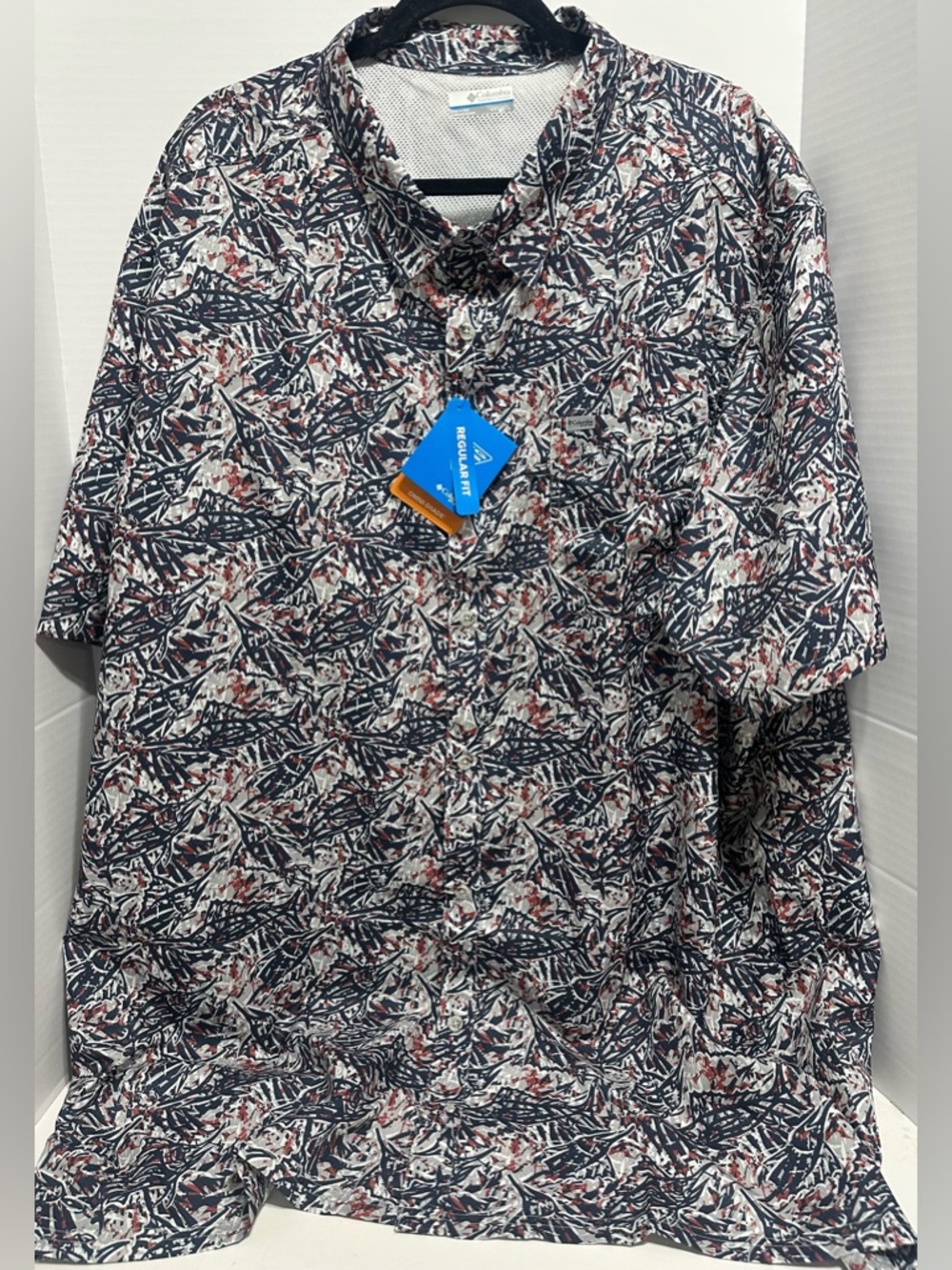 Columbia Men's 4XT  Omni-Shade Button Down Shirt Navy Multicolor NWT